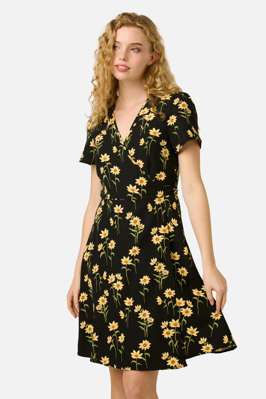 Princess Highway - Goldie Daisy Wrap Dress - black