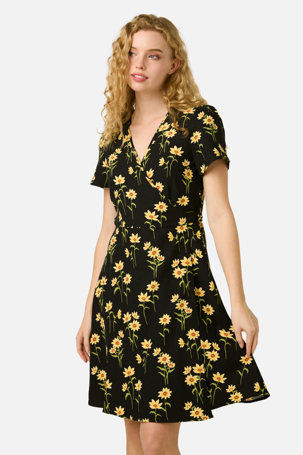 Princess Highway - Goldie Daisy Wrap Dress - black