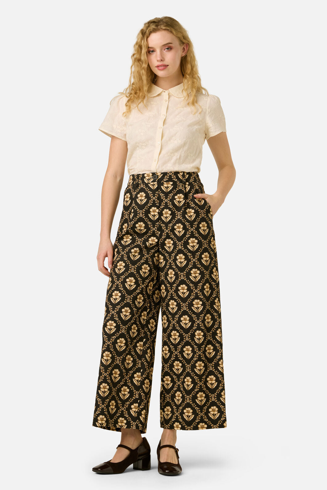 Princess Highway - Luxe Fleur Geo Pant - black-cream