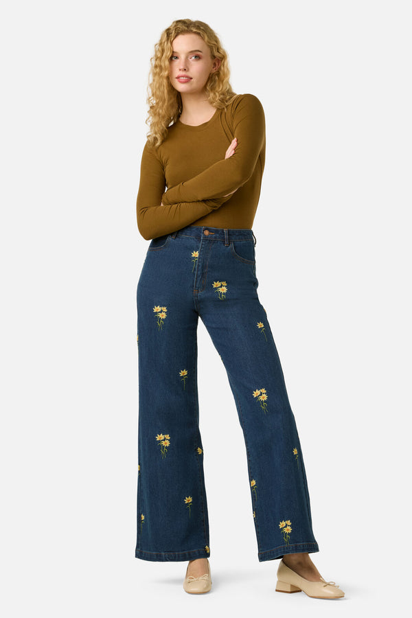 Princess Highway - Goldie Embroidered Jean - blue-denim