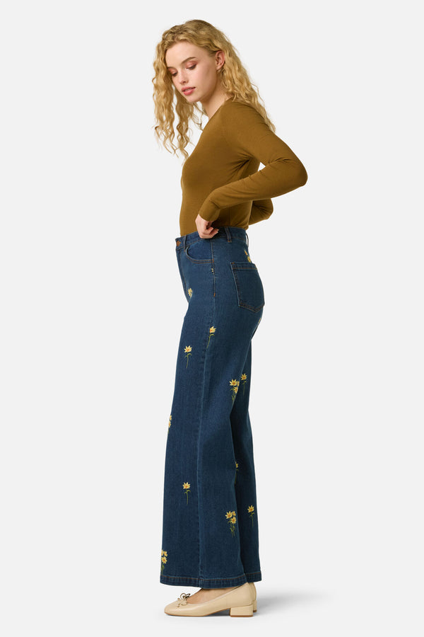 Princess Highway - Goldie Embroidered Jean - blue-denim