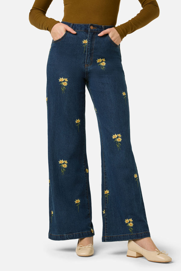 Princess Highway - Goldie Embroidered Jean - blue-denim