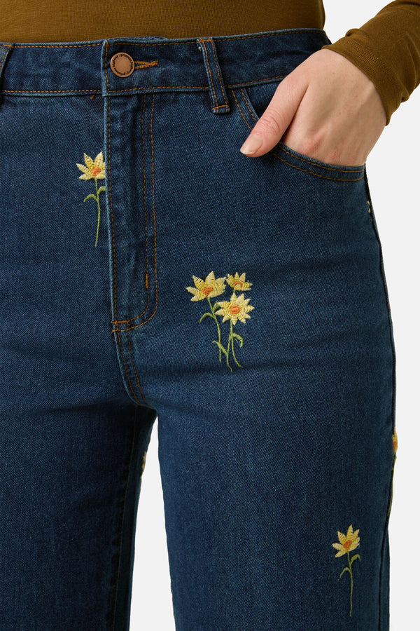 Princess Highway - Goldie Embroidered Jean - blue-denim
