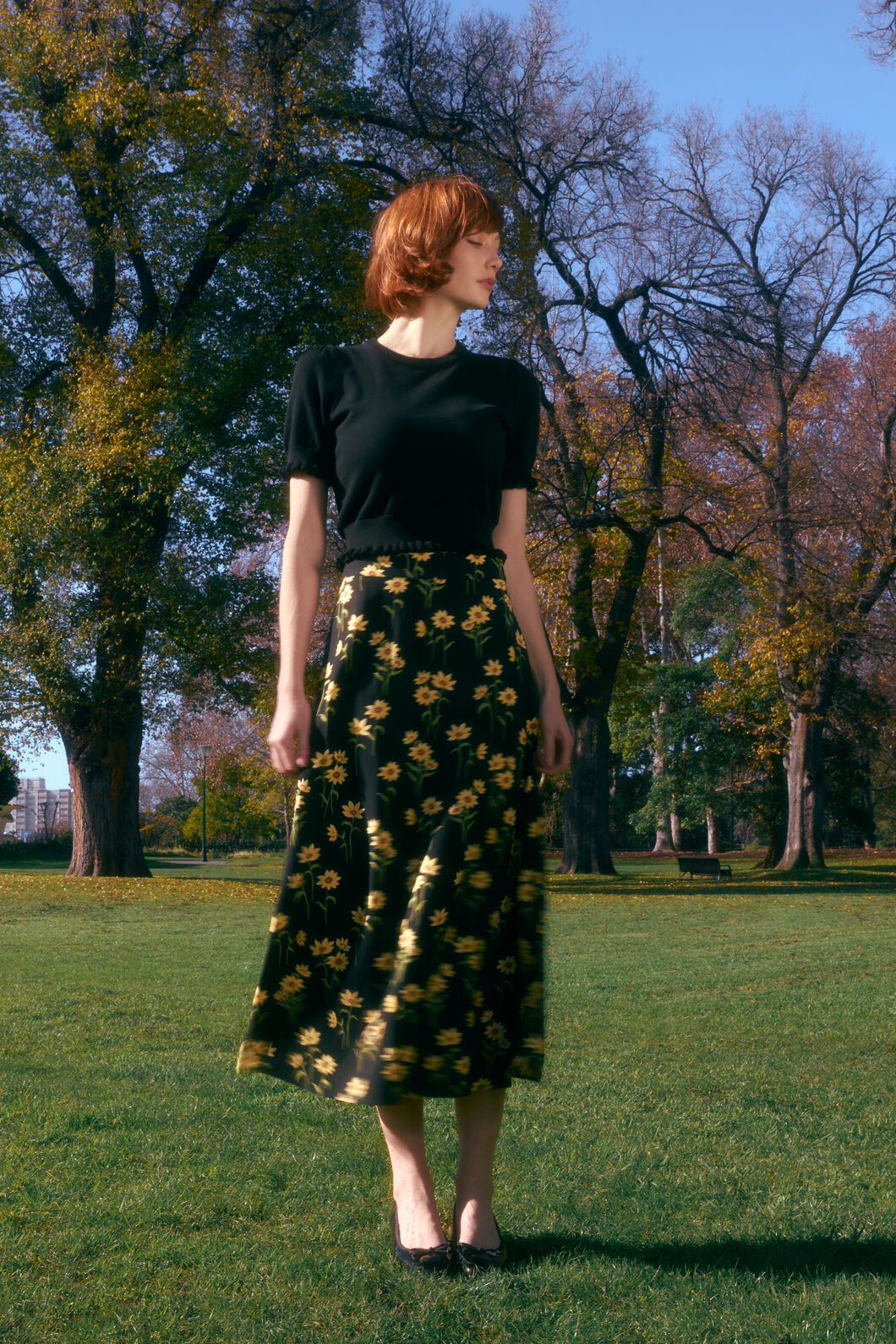 Princess Highway - Goldie Daisy Midi Skirt - black