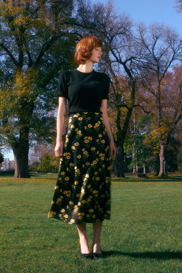 Princess Highway - Goldie Daisy Midi Skirt - black