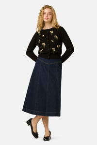 Princess Highway - Daisy Embroidered Cardigan - black