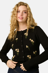 Princess Highway - Daisy Embroidered Cardigan - black