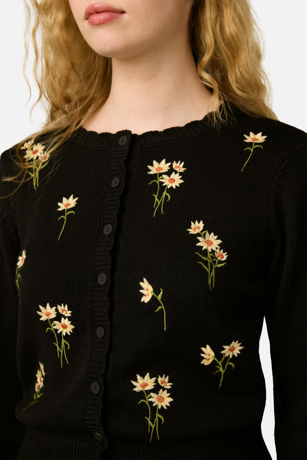 Princess Highway - Daisy Embroidered Cardigan - black