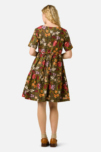 Princess Highway - Mira Native Flora Smock Dress - chocolate