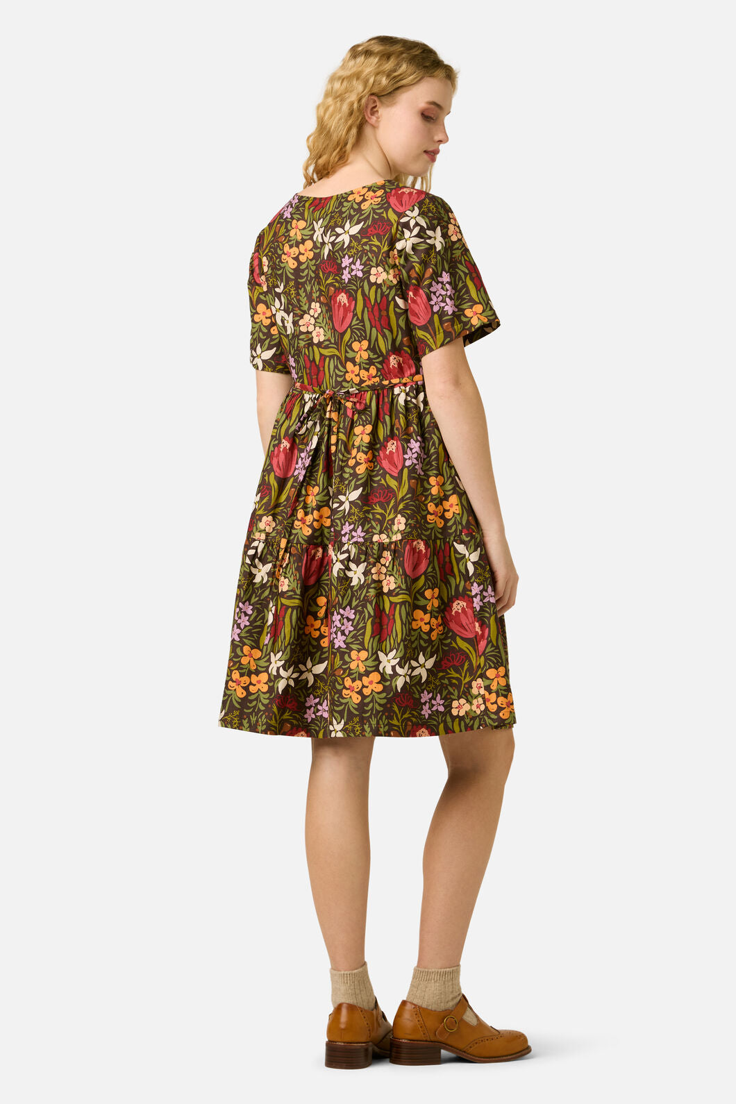 Princess Highway - Mira Native Flora Smock Dress - chocolate