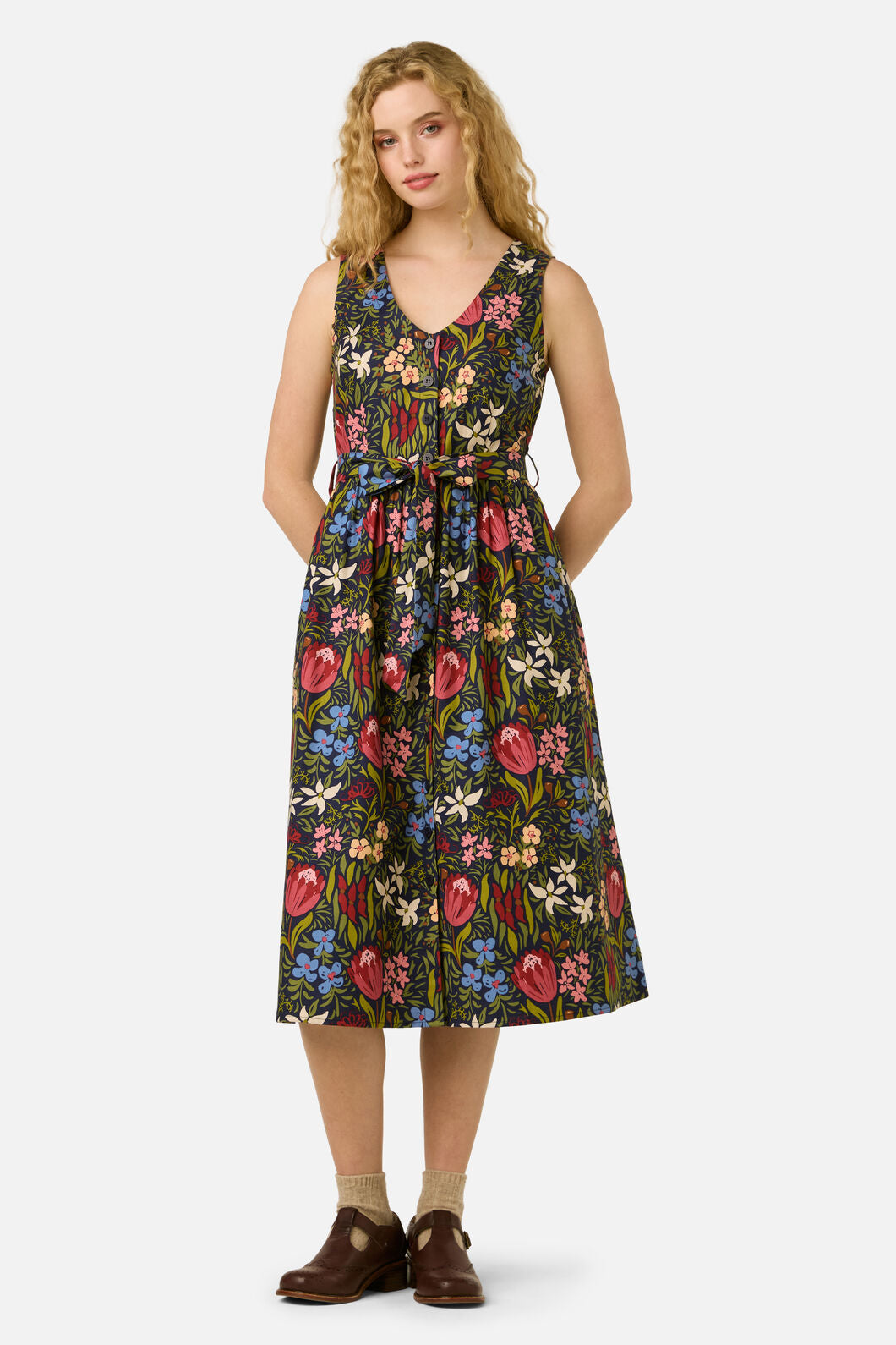 Princess Highway - Mira Native Flora Midi Dress - navy