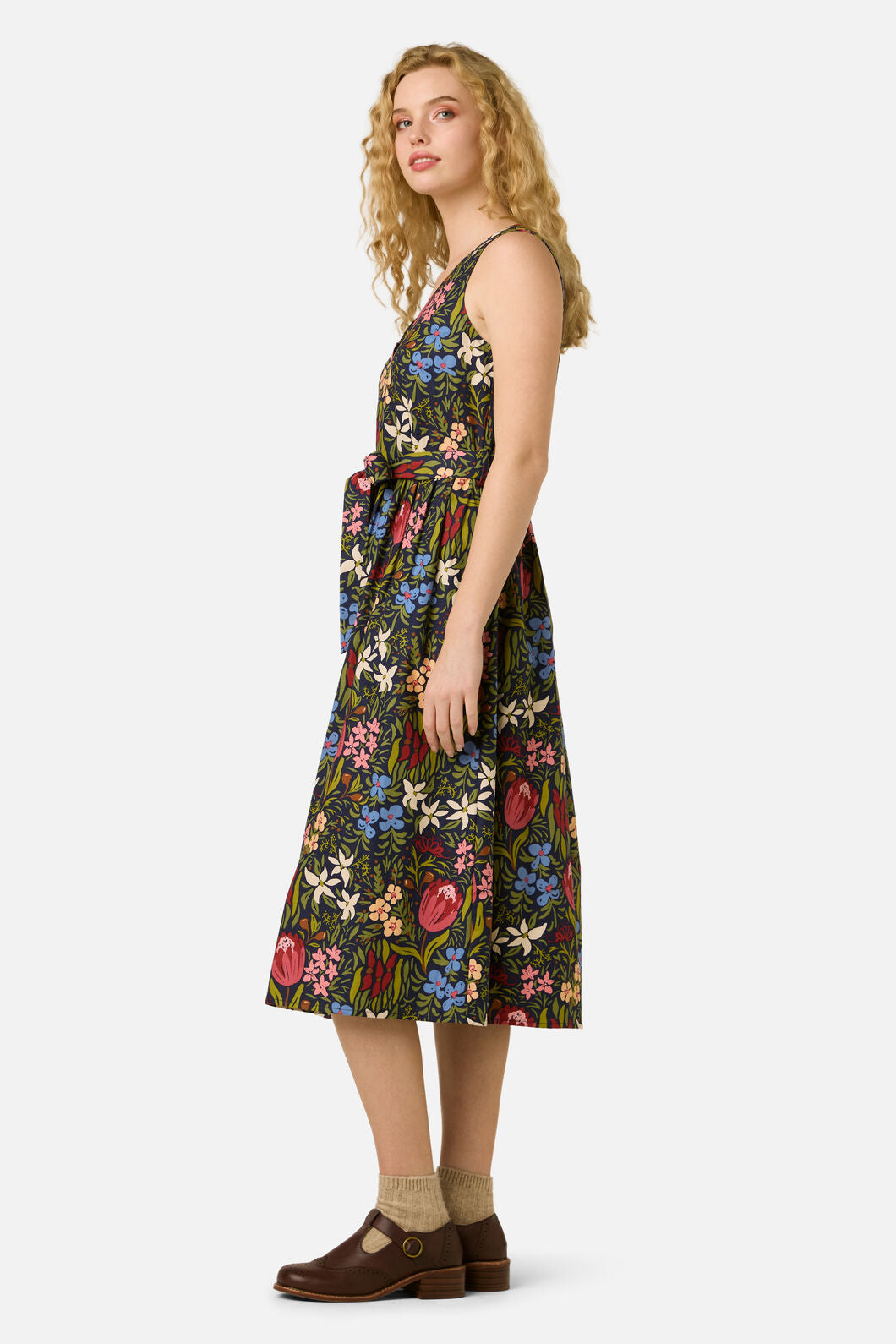 Princess Highway - Mira Native Flora Midi Dress - navy