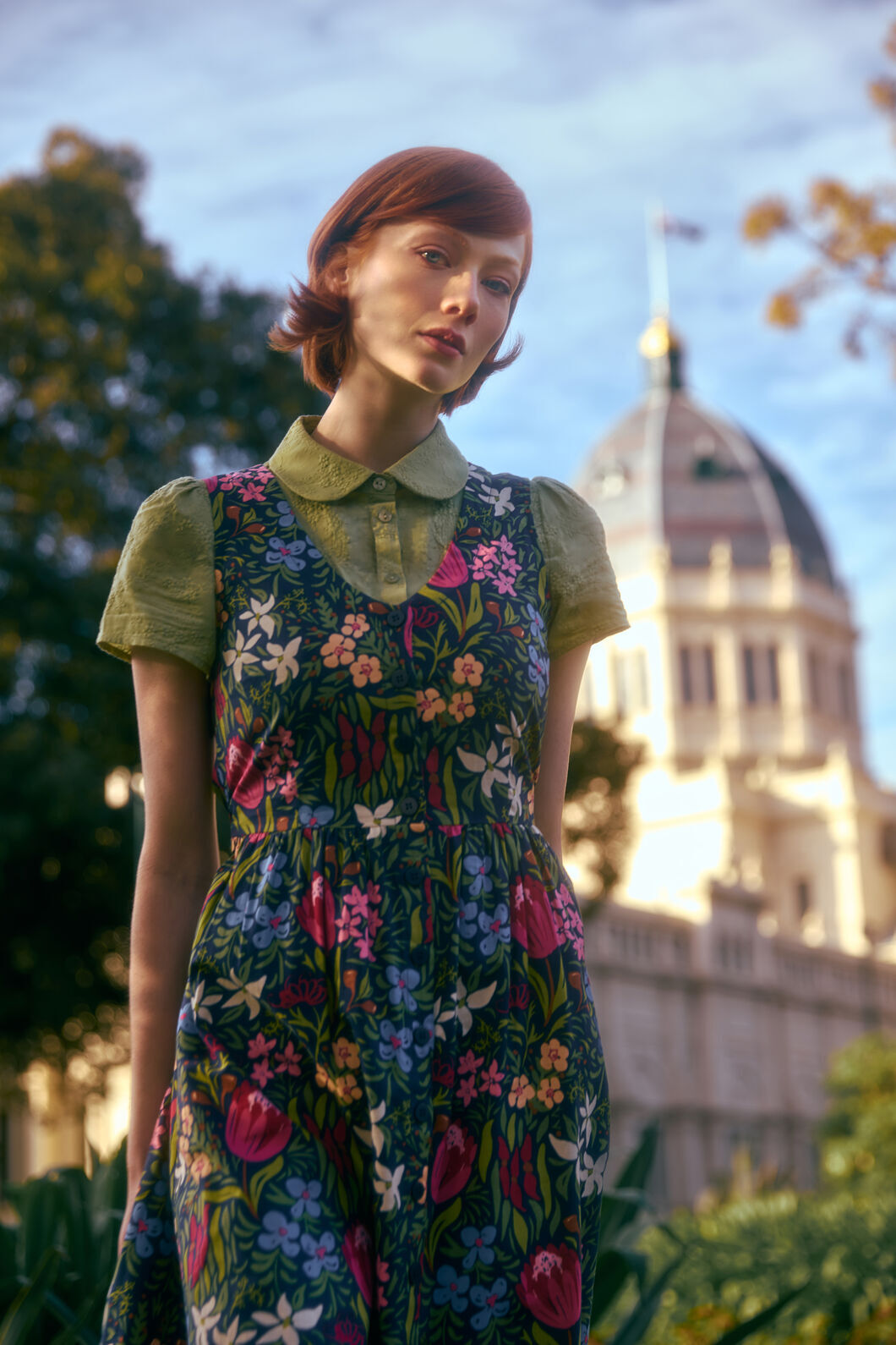 Princess Highway - Mira Native Flora Midi Dress - navy