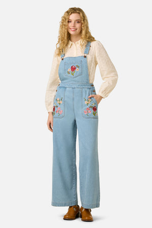 Princess Highway - Native Flora Embroidered Overall - light-denim