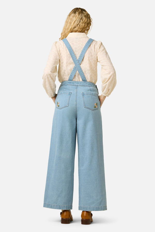 Princess Highway - Native Flora Embroidered Overall - light-denim