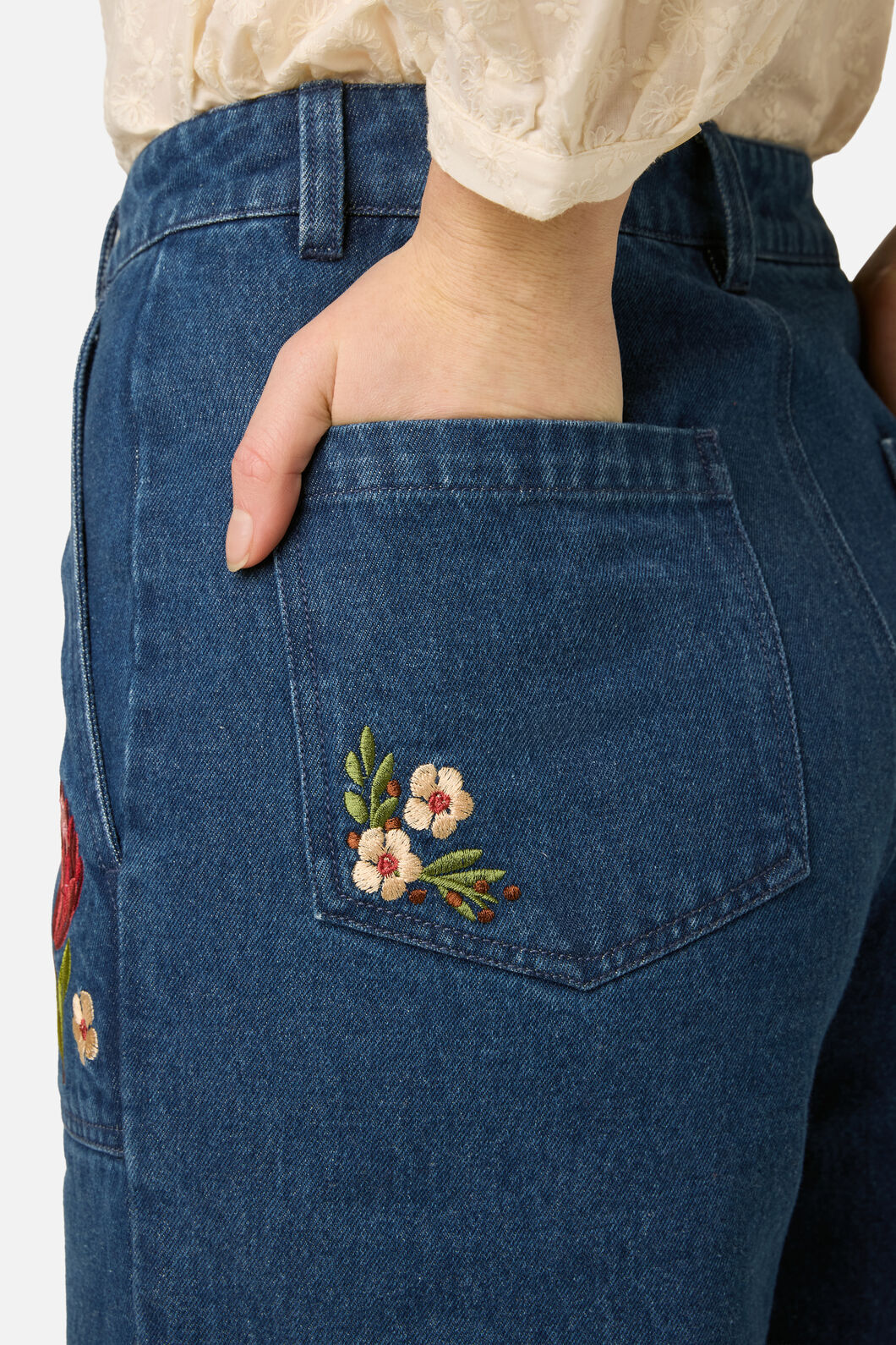 Princess Highway - Native Flora Embroidered Jean - blue-denim