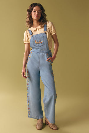 Princess Highway - Sweet Dog Embroidered Overall - blue-denim