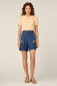 Princess Highway - Sweet Dogs Embroidered Shorts - blue-denim