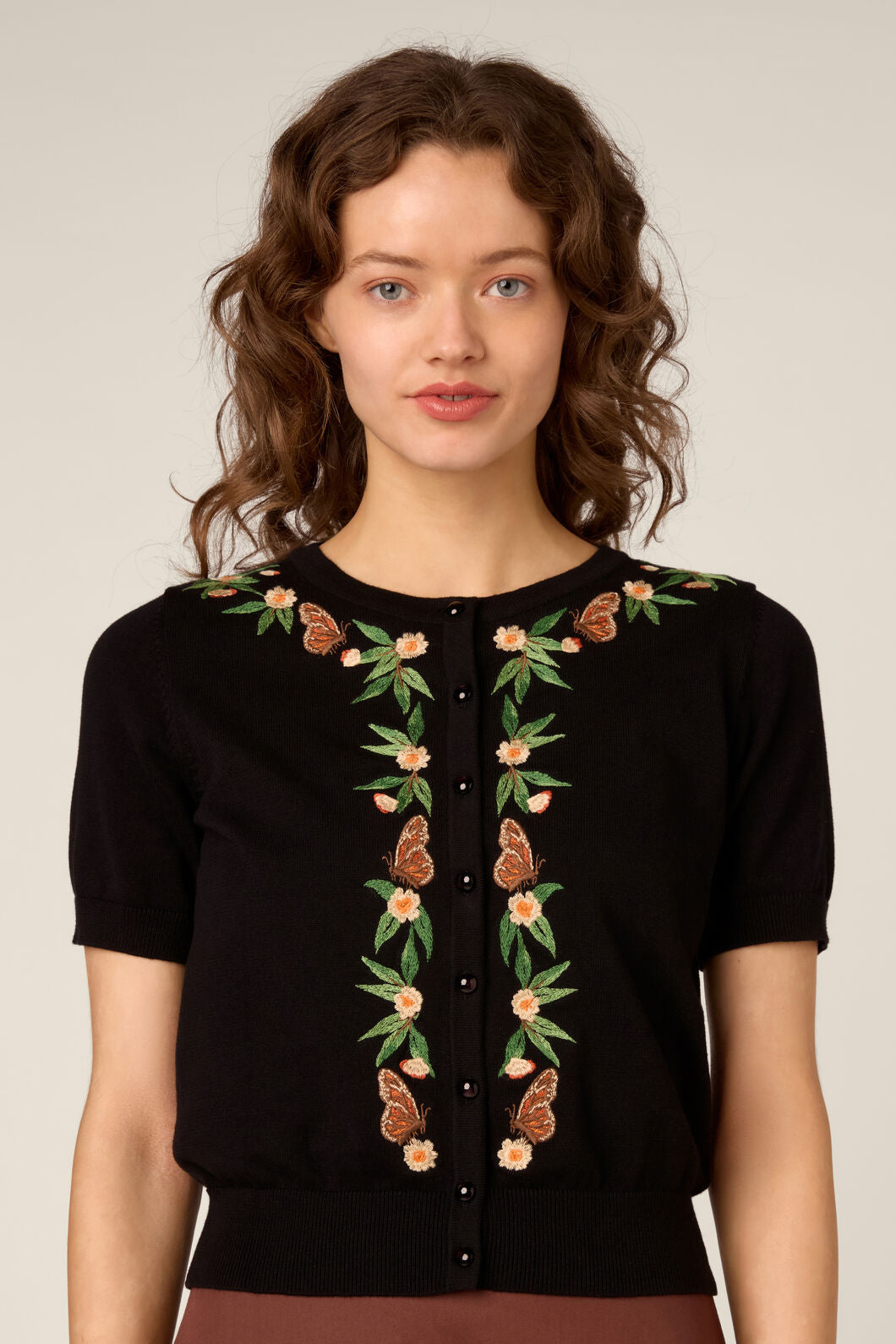 Princess Highway - Butterfly Embroidered Cardigan - black