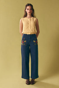 Princess Highway - Gumnut Flora Embroidered Jean - blue-denim
