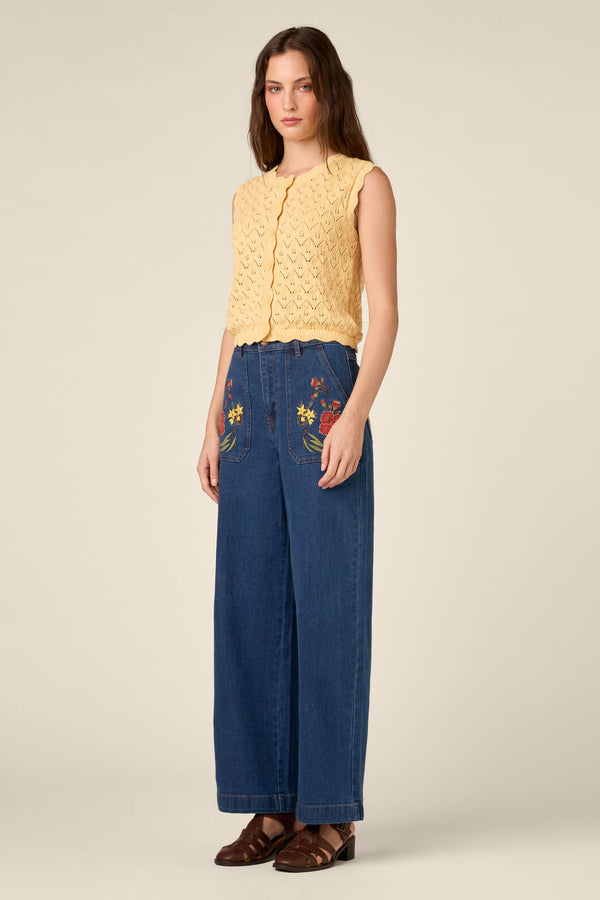 Princess Highway - Gumnut Flora Embroidered Jean - blue-denim