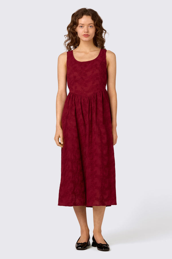 Princess Highway - Bethany Broderie Midi Dress - red