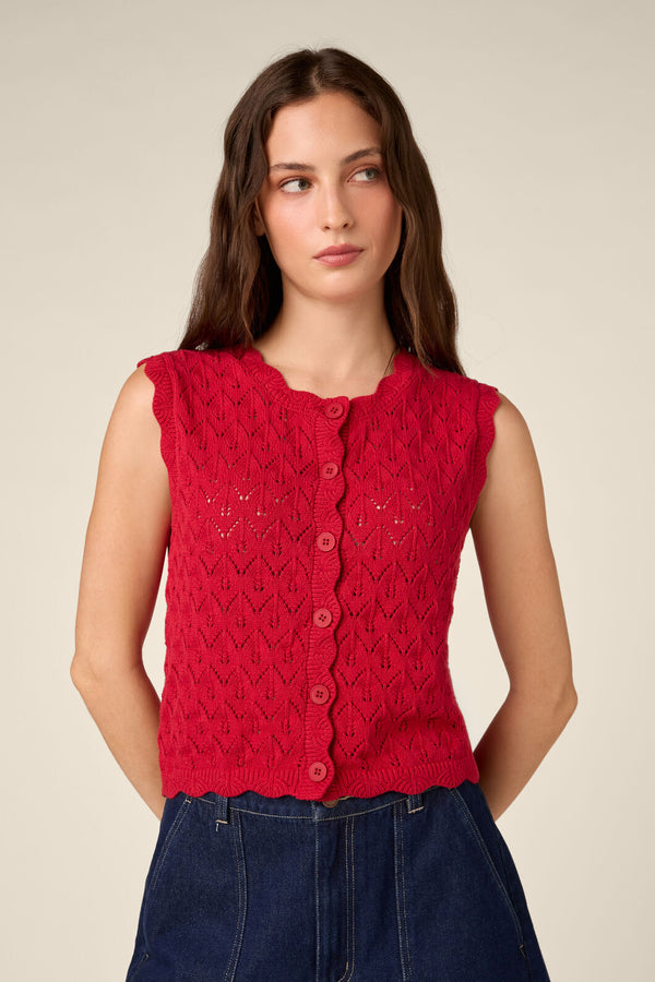 Princess Highway - Thea Lacey Knit Vest - red