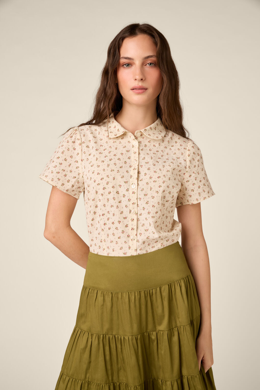Princess Highway - Spring Ditsy Cotton Blouse - cream-rose