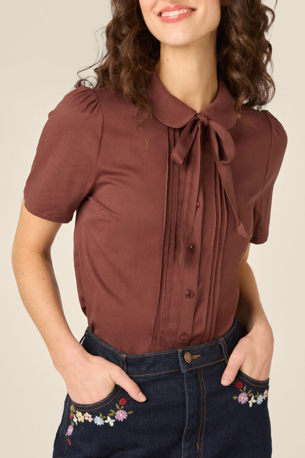 Princess Highway - Lizzy Short Sleeve Blouse - chocolate