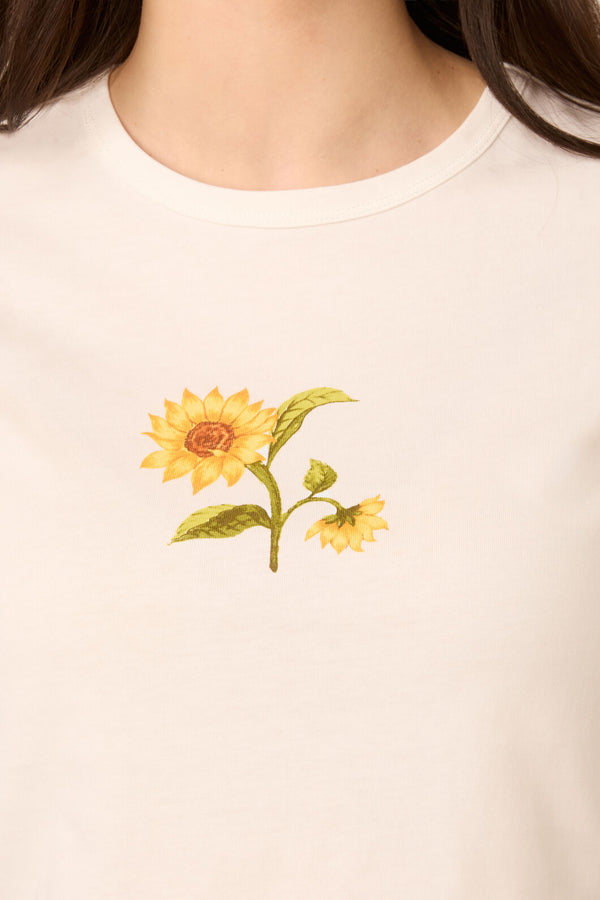Princess Highway - Sunflower Printed Tee - off-white