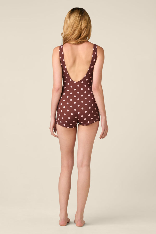 Princess Highway - Polka Dot Boyleg One Piece - chocolate