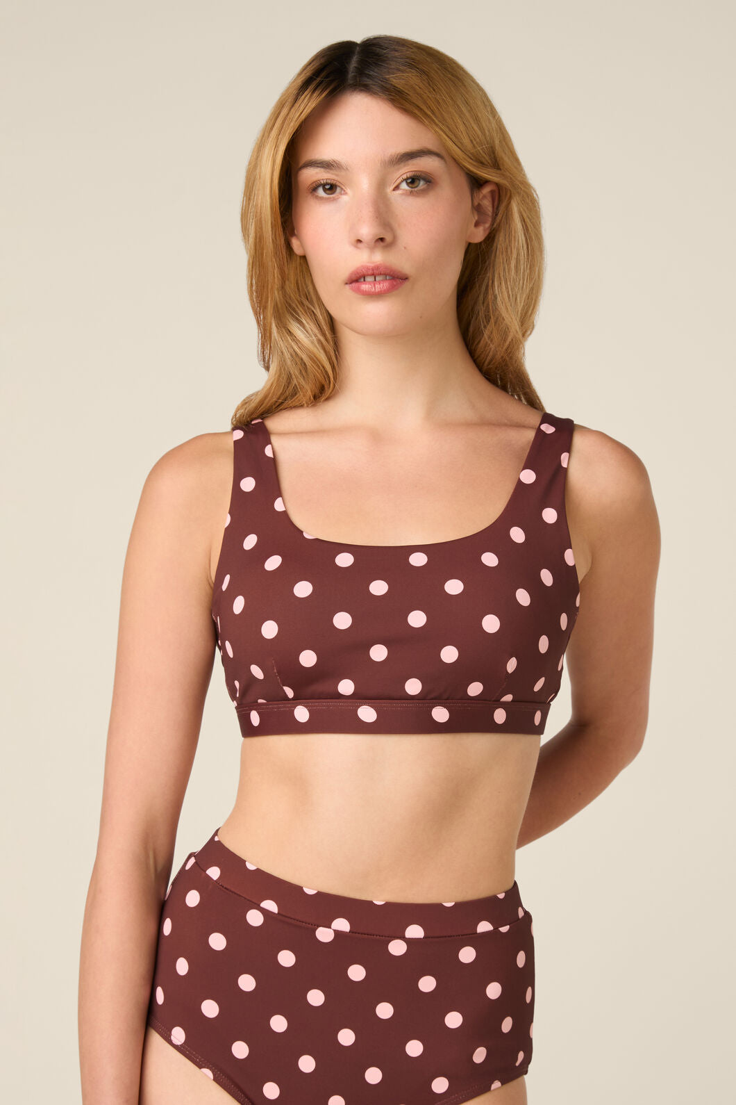 Princess Highway - Polka Dot Bikini Top - chocolate