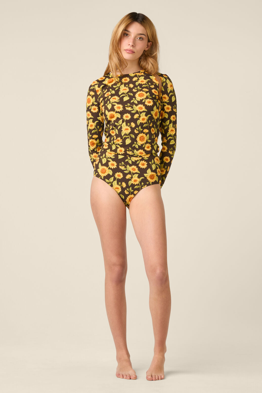 Princess Highway - Sunflower Rashie Swim Top - chocolate