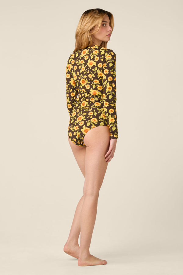 Princess Highway - Sunflower Rashie Swim Top - chocolate
