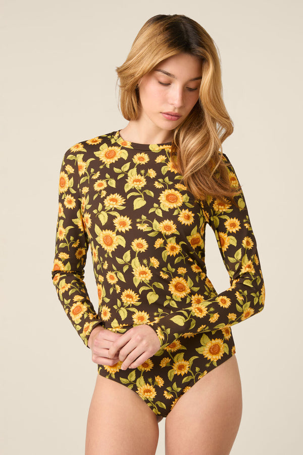 Princess Highway - Sunflower Rashie Swim Top - chocolate