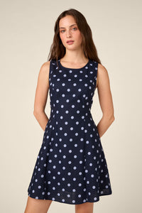 Princess Highway - Mia Polka Dot Mini Dress - navy