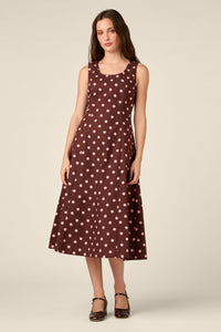 Princess Highway - Mia Polka Dot Midi Dress - chocolate