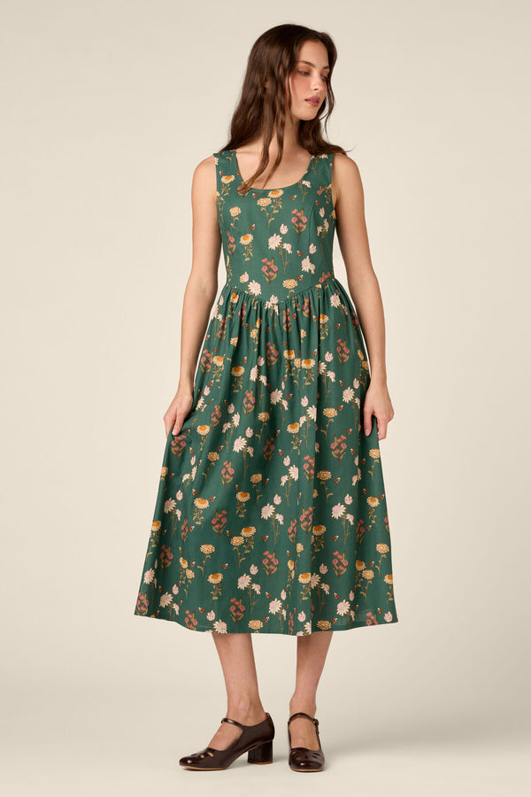 Princess Highway - Native Bee & Floral Midi Dress - green