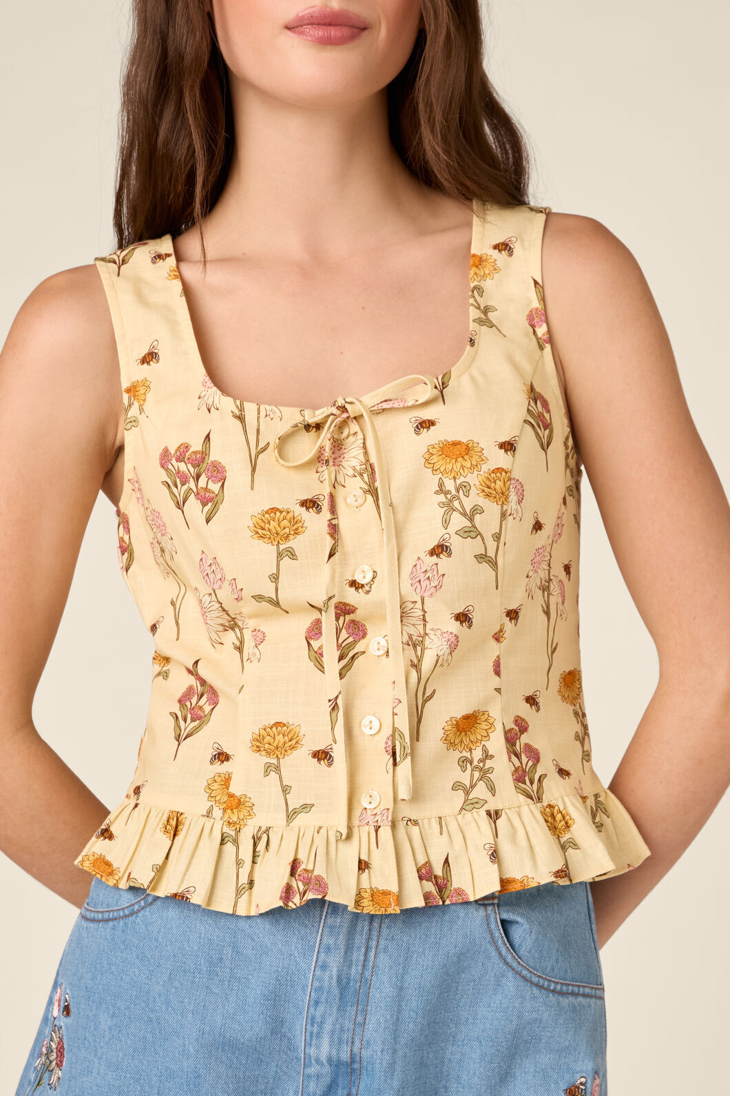 Princess Highway - Native Bee & Flora Corset Top - lemon