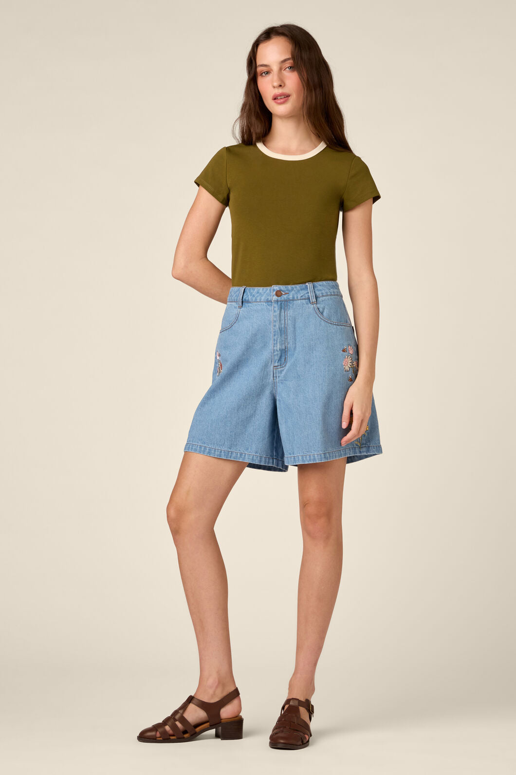 Princess Highway - Strawflower Embroidered Short - blue-denim
