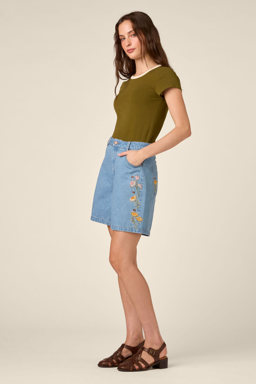 Princess Highway - Strawflower Embroidered Short - blue-denim