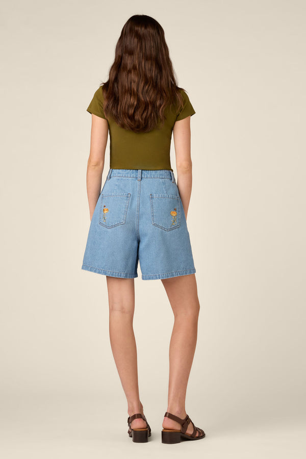 Princess Highway - Strawflower Embroidered Short - blue-denim