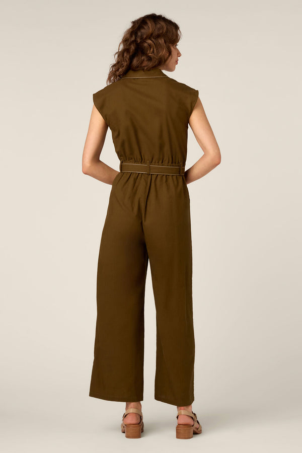 Princess Highway - Emma Contrast Stitch Jumpsuit - olive