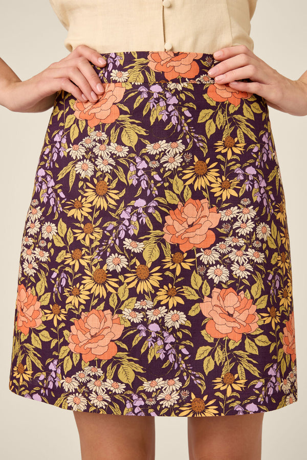 Princess Highway - Adelaide Floral Mini Skirt - plum