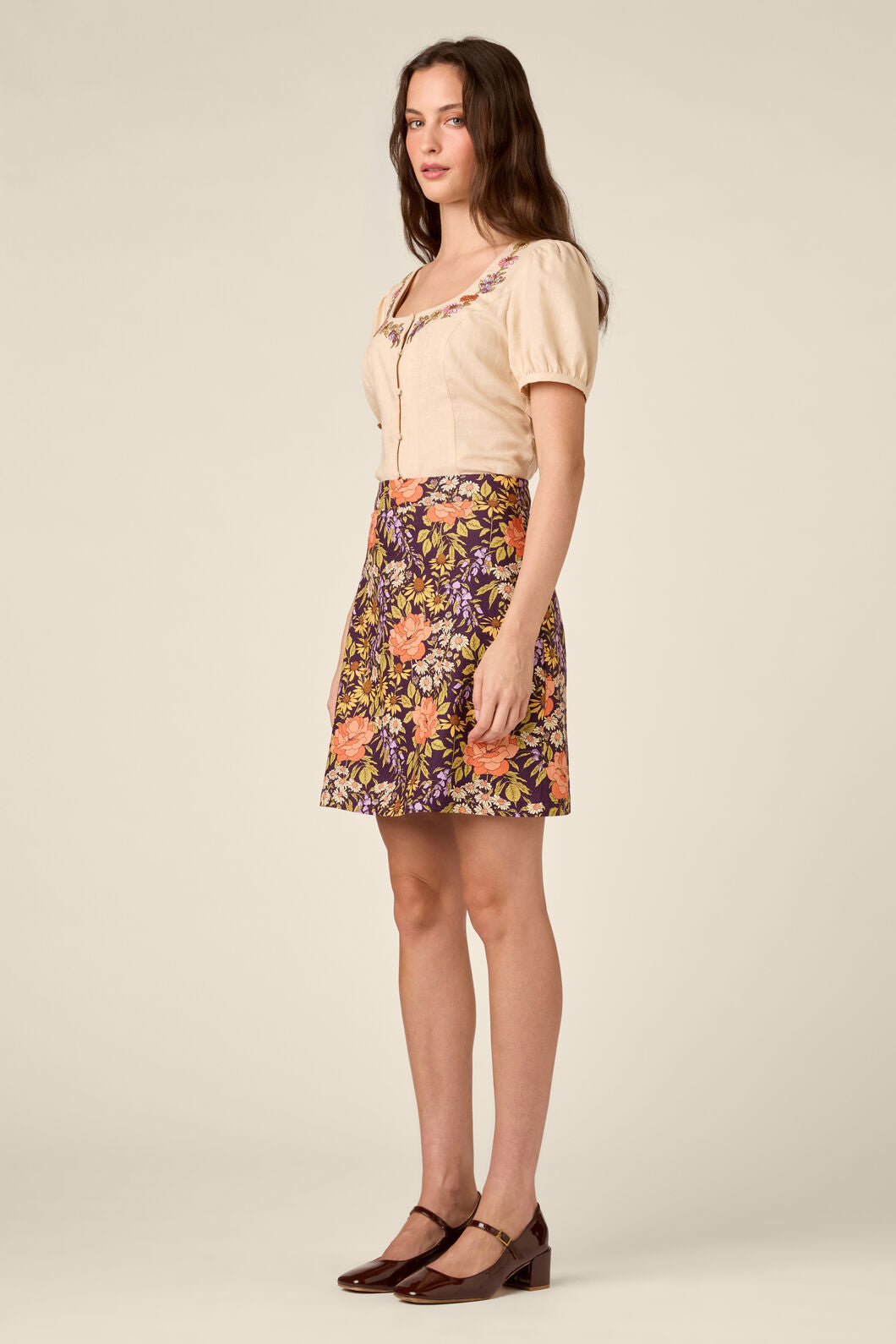 Princess Highway - Adelaide Floral Mini Skirt - plum