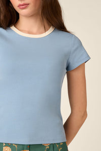 Princess Highway - Jodie Contrast Bind Ringer Tee - blue