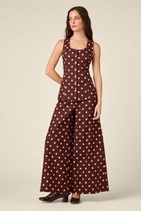 Princess Highway - Mia Polka Dot Button Down Top - chocolate