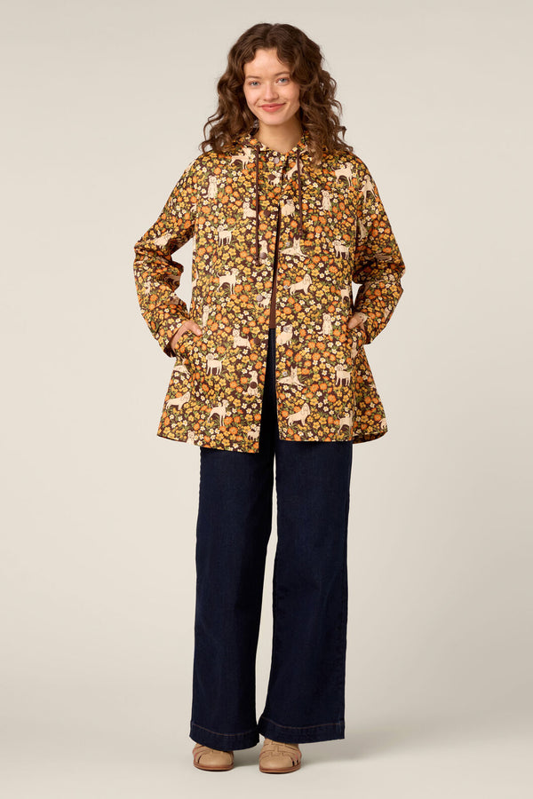 Princess Highway - Dogs & Flowers Raincoat - chocolate