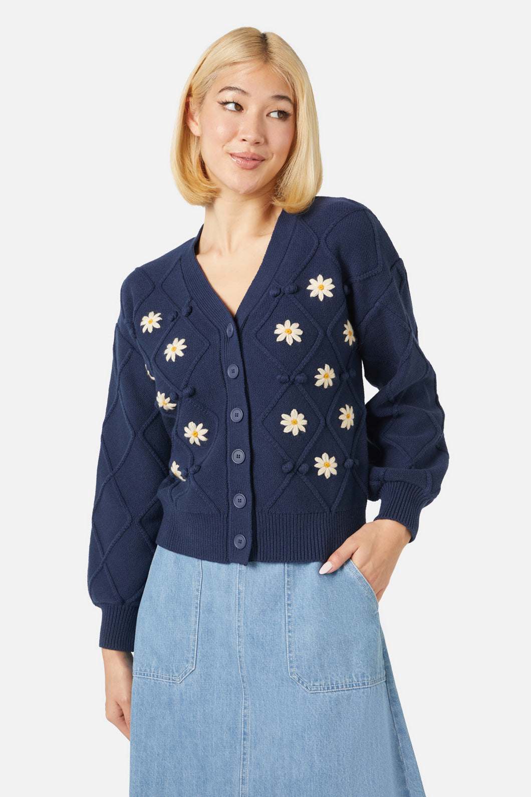 Flannel Flower Embroidered Cardi