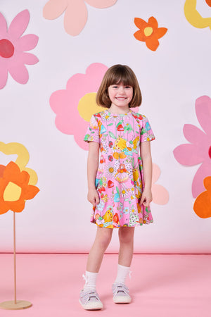 Princess Highway - Fairies Kids Skater Dress - pink
